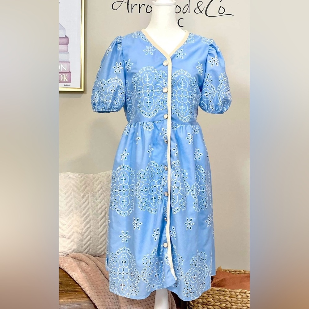 BKK022: Blue Eyelet Dress